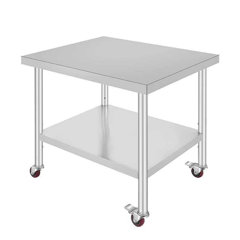 Ресторанная Кухня из нержавеющей стали, рабочий двухслойный стол, коммерческое кухонное оборудование