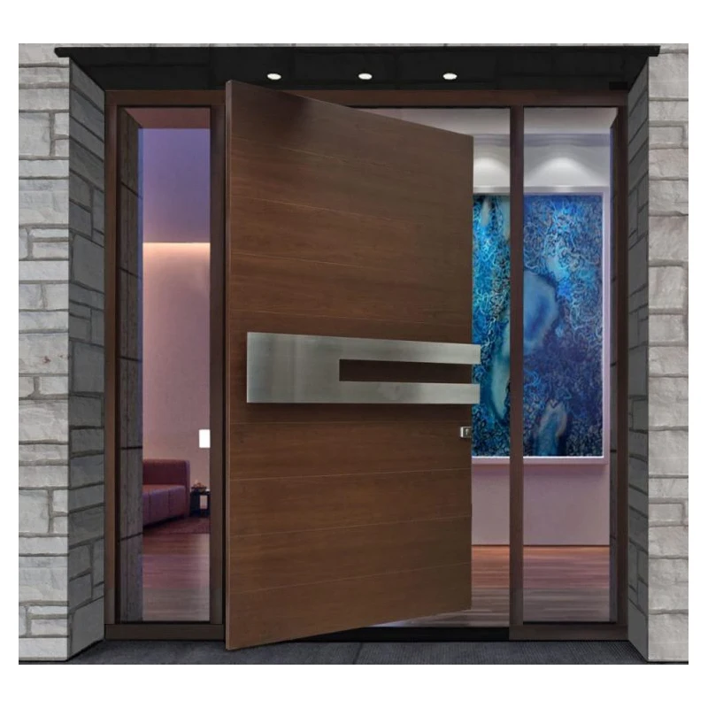 Durable steel-wood combination pivot door Durable steel-wood combination structure stability