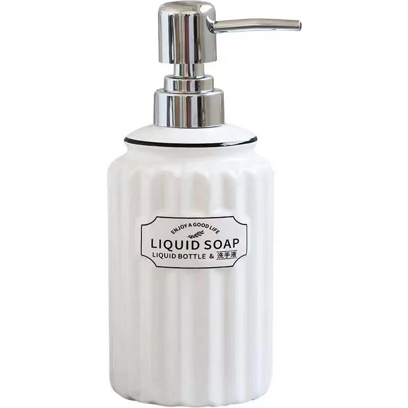Hot selling hand sanitizer bottle light luxury ceramic hand washing sub-pack press bottle for bathroom soup dispenser