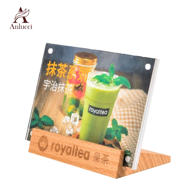 
Customized Restaurant l-Shaped Frame Stand Table Acrylic Menu Holder On Sale 