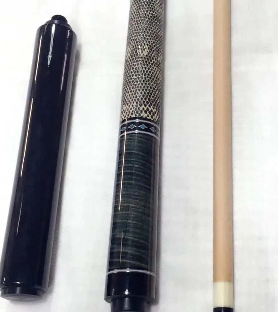 tiger grain wood with  real lizard leather wrap radial joint billiard pool cue with maple extension