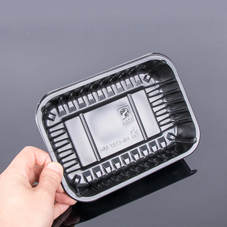 hengmaster disposable pet plastic 2 compartment fruit and salad packaging tray with lid