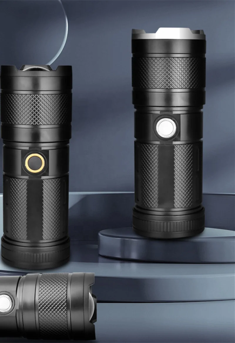 Biumart High Lumen Zoomable Tactical Flashlight Outdoor Portable Multi-function Rechargeable Flashlights Torches
