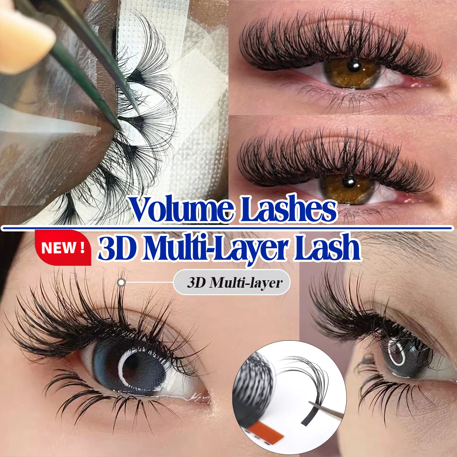 Human Hair Eyelash Extension Mink Velvet Matte Black Cashmere Lash Extension Trays Supply