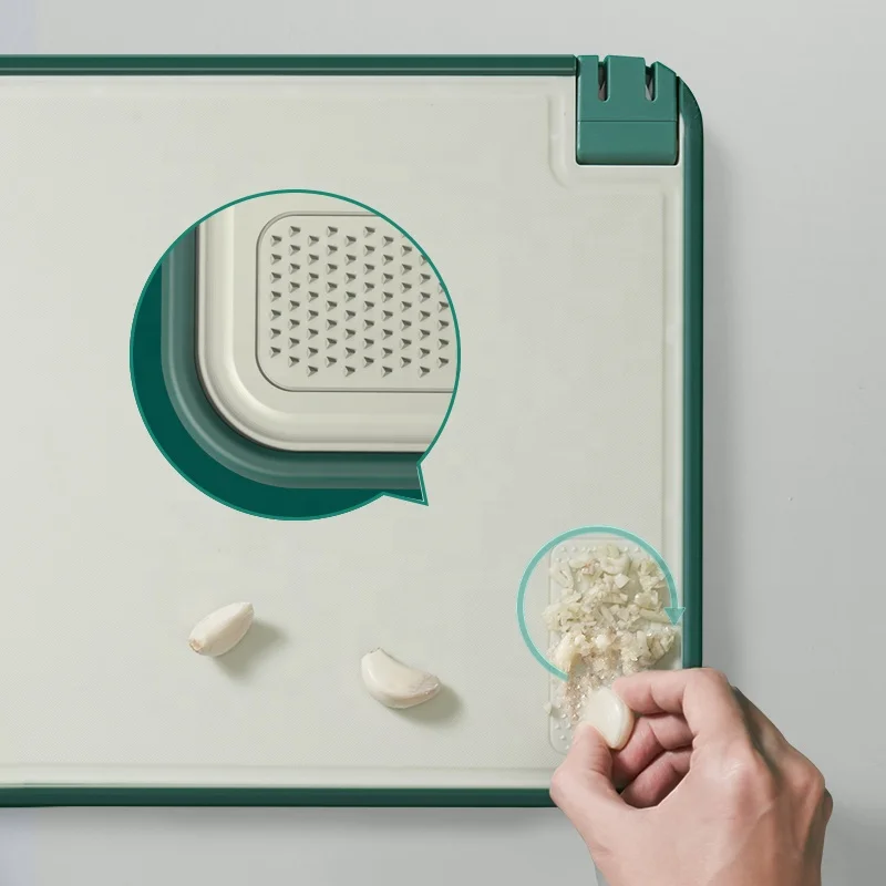 OOU New Arrive Double Sided Portable Sharpener Astm Standard Stainless Steel Cutting Pp Kitchen Large Chopping Board