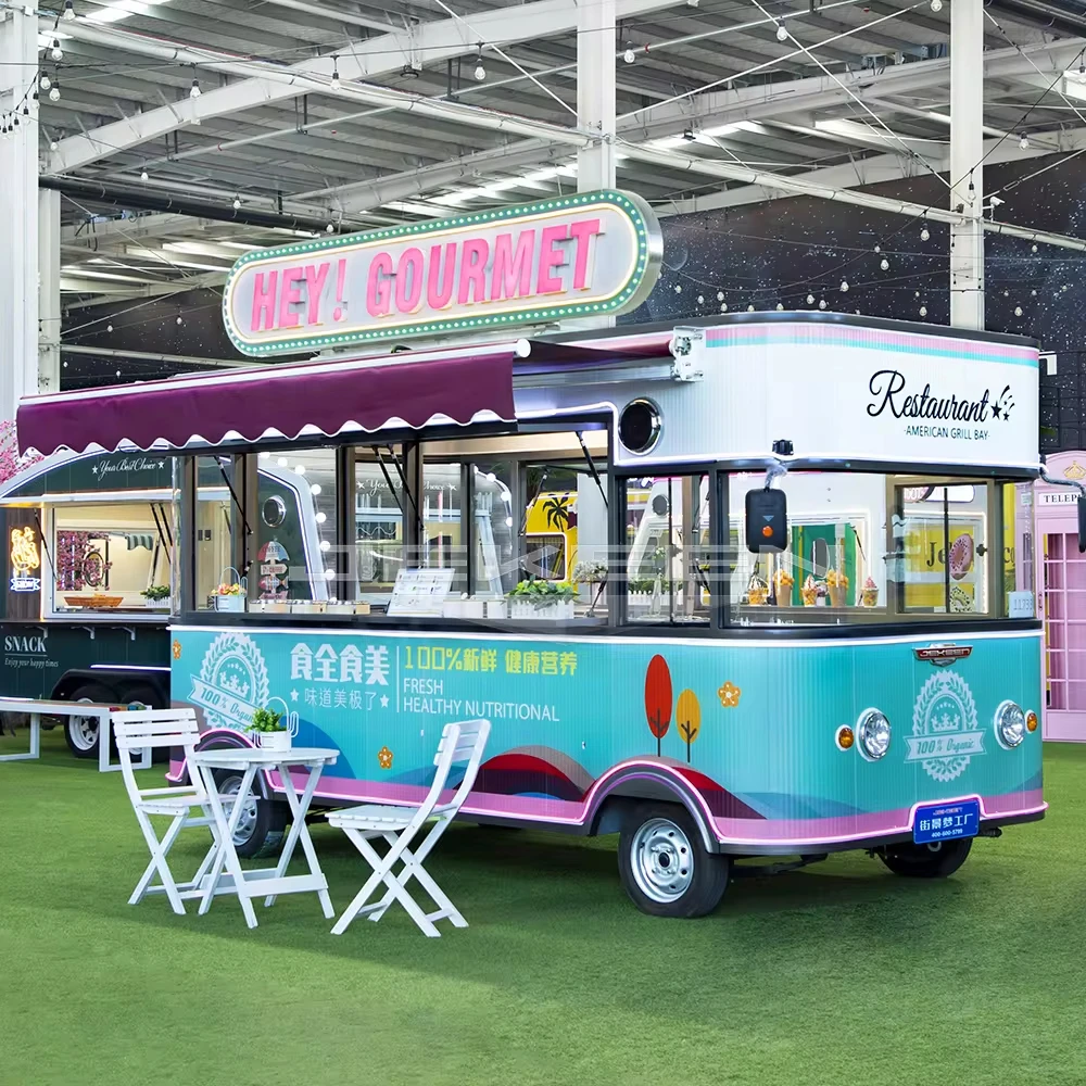 JEKEEN Hot Sale Shawarma 4.2m Fried Chicken Roasted Snack Machines Mobile Fast Food Truck For Middle East market with CE