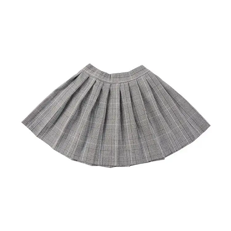 Fashion design polyester rayon woven plaid kid girls school uniforms pleated mini skirt