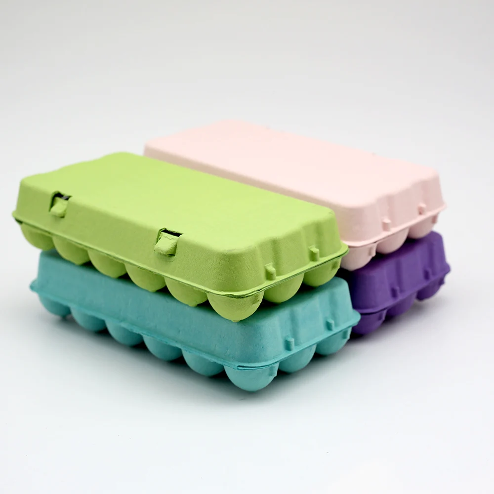 Customized Environment-Friendly Egg Tray Carton with Cover Pulp Moulding 12 20 Eggs Carton/Tray/Box