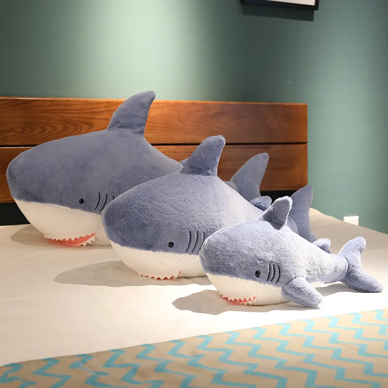 Big Size Great Design Custom Plush Toy Cute Animal Sleeping Pillow Toy Animal Soft Blue Shark Toy For Kids