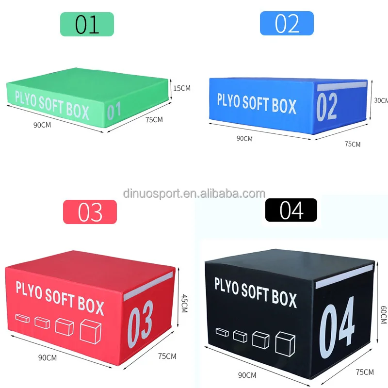 Sports Platform Rectangular Stackable Jumping Box Soft Plyo Box Foam 3 in 1 Soft Box Set for Jump Training Skipping Exercise