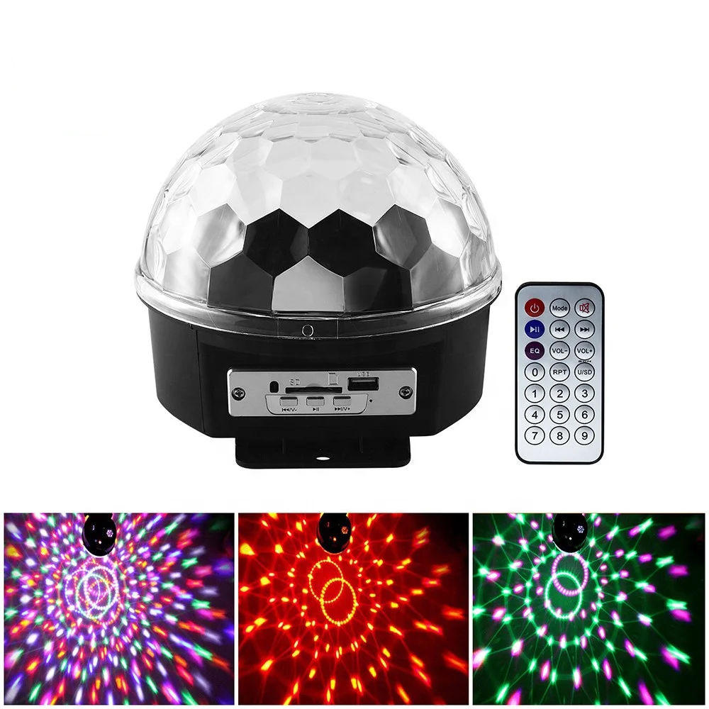 
Hot Sales led sphere magic ball light Mini RGB Sound Activated Disco Club DJ Crystal Magic Ball Stage Light with Remote Control 