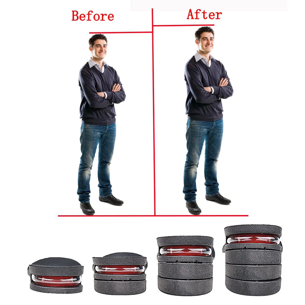 4 Layers 9CM Adjustable Height Increase Insole Air cushion Invisible Shoe Lifts shock absorption heel Elevator for Shoes Unisex