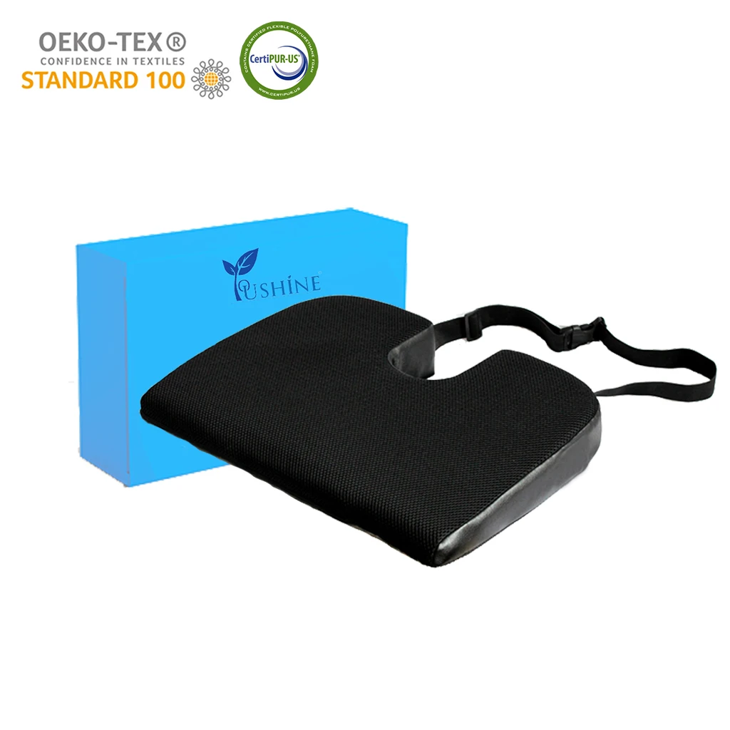 Factory Sale 3D Mesh Cover Memory Foam Adult Bus or Car Driver Cooling Gel Wedge Seat Cushion For Height With Strap