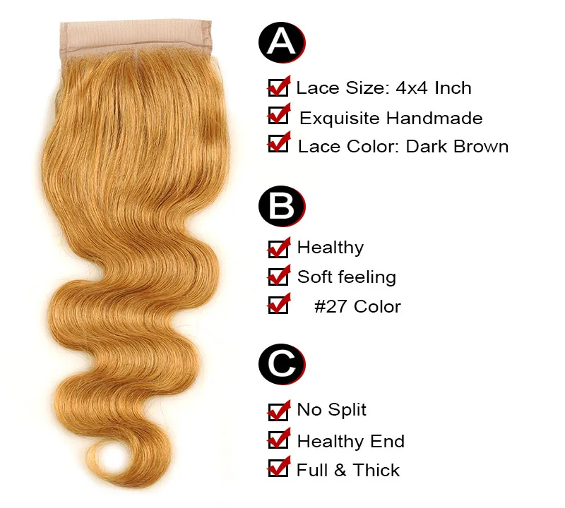 Factory Price Color 27 Honey Blonde Brazilian  Hair weave bundles, 100% Human Hair Bundles 10-26 inch remy hair weft