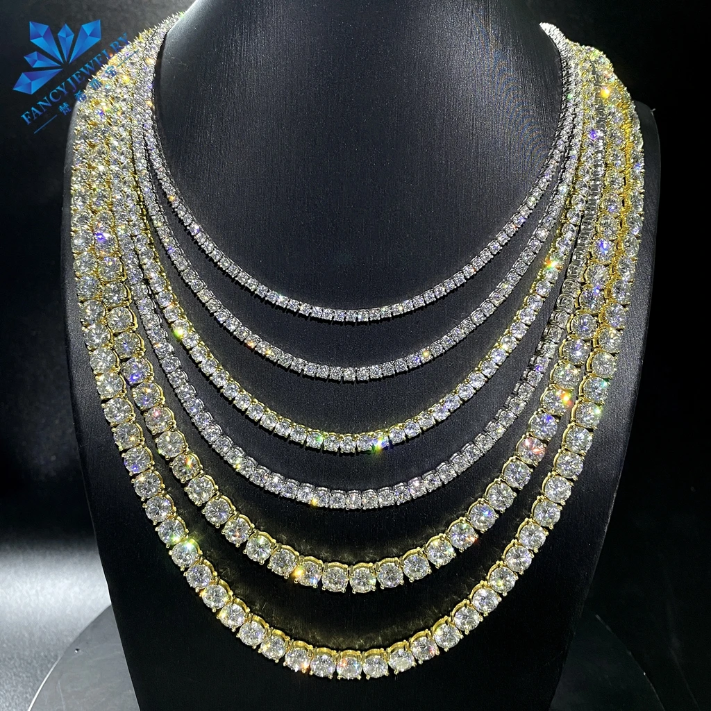 Cheap Price 2MM 3MM 4MM 5MM 6.5MM Classic Necklace 925 Silver white Moissanite Mens Chains Fine Jewelry Tennis Bracelet