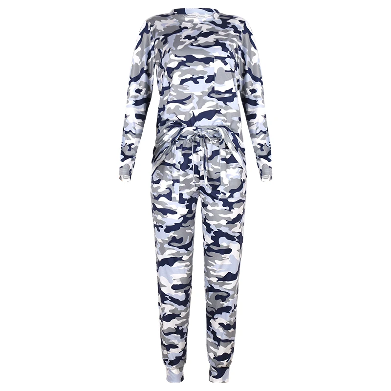 
Tie Dye Casual Camouflage Long Sleeve Lace Trouser Pockets Suit 