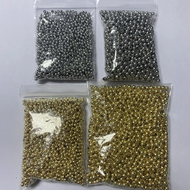 Glossy Loose Beads 4mm 14k 18k Gold Color-preserving 4 Colors Brass Spacer for Diy Jewelry