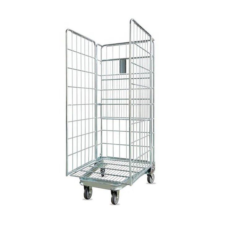Custom Warehouse  Foldable  logistics Roll Container Storage Roll Cage Cart Trolley  A-shaped bottom frame logistic turnover car