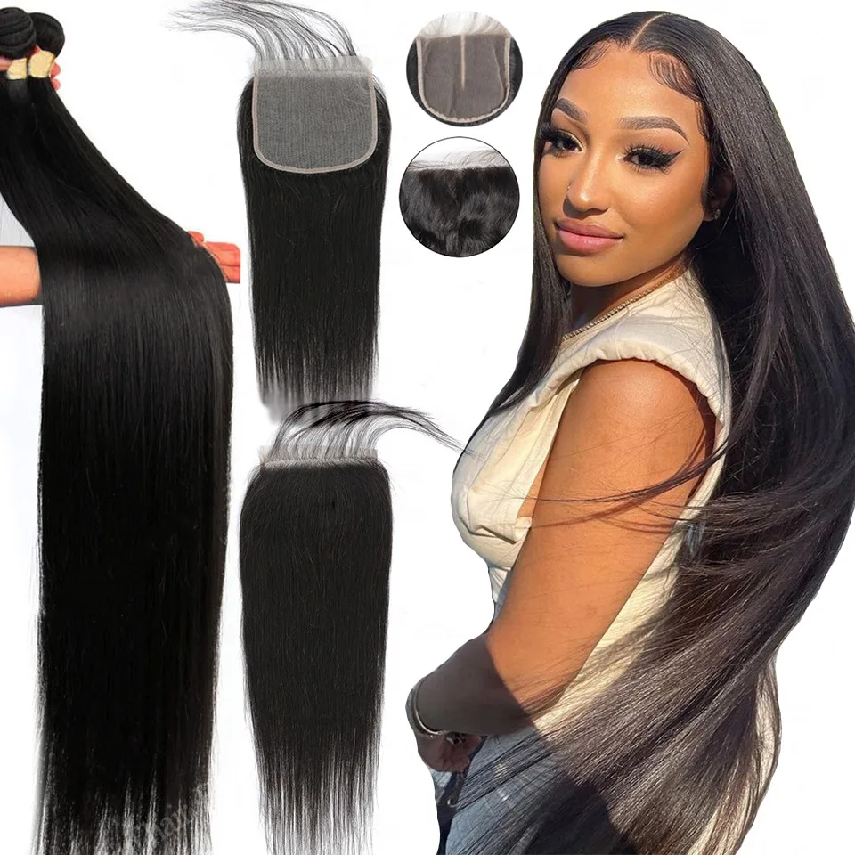 Wholesale Lowest Price 12A Bundle Hair Vendors Multi Pack 100% Virgin Human Hair 3 Bundle With Closure Transparent Hd Lace