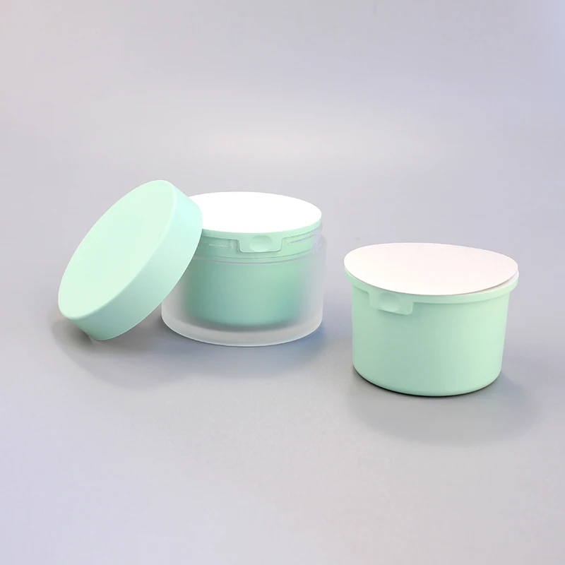 50ml 100ml eco friendly refillable replaceable cosmetic packaging sustainable plastic acrylic face cream jar for skin care