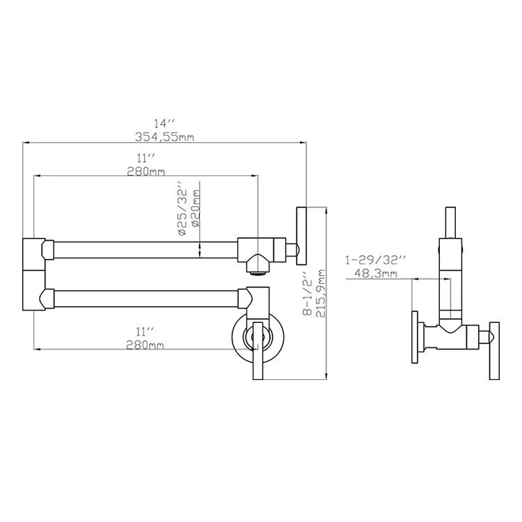 CUPC ACS modern golden hole NPSM NPT 1/2 Half Inch Assembly Wall Mounted Brass Kitchen Pot Filler