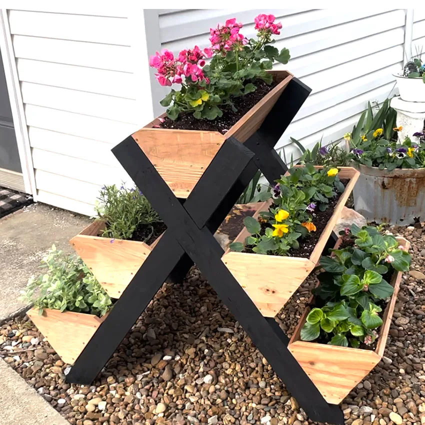 Raised Freestanding Beds Kit For Flower 3 Tiers Wooden Vertical Garden Bed With Legs Garden Raised Garden Bed Planter Box