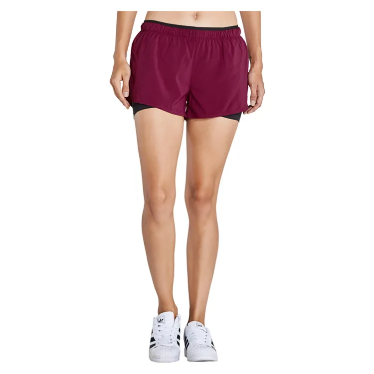 
OEM Wholesale Cheap Breathable Fitness Apparel Quick Dry Womens 2 In 1 Running Gym Yoga Shorts 