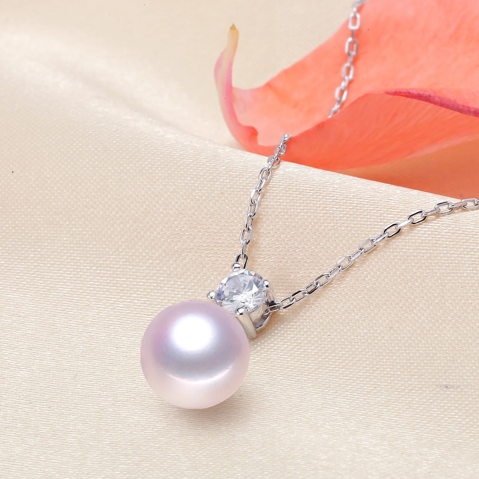 Princess cz shiny 925silver solid pearl pendant mounting