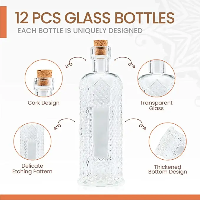 2023 Factory Customized Small mini clear vintage glass bottle with Wooden stopper