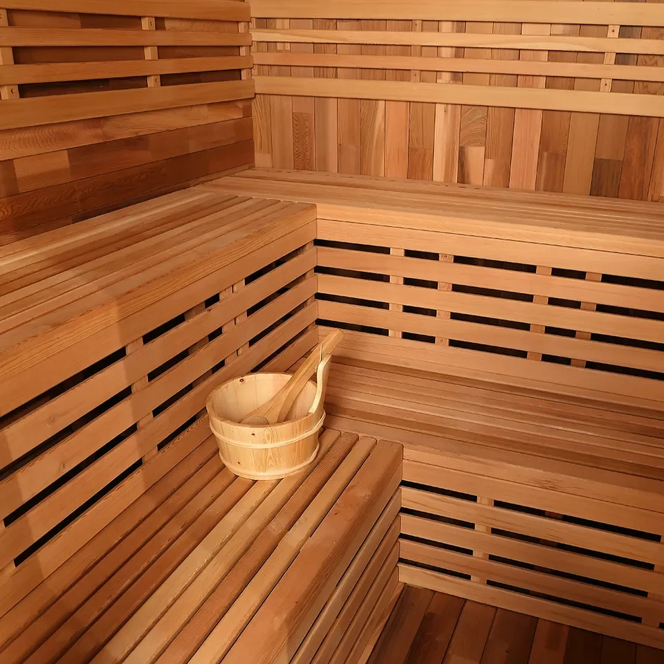 Traditional Canada red cedar cube 4-6 person outdoor square steam Sauna with electric stove