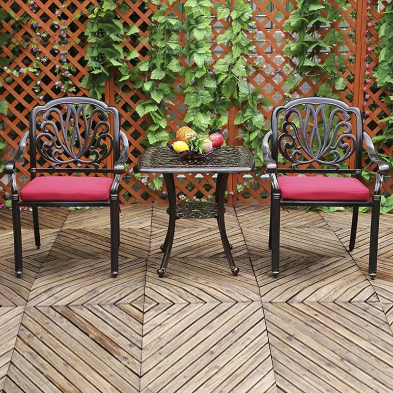 Outdoor Table and Chair Cast Aluminum Courtyard Balcony Furniture Combination Three-piece Set European Style  Garden Casu