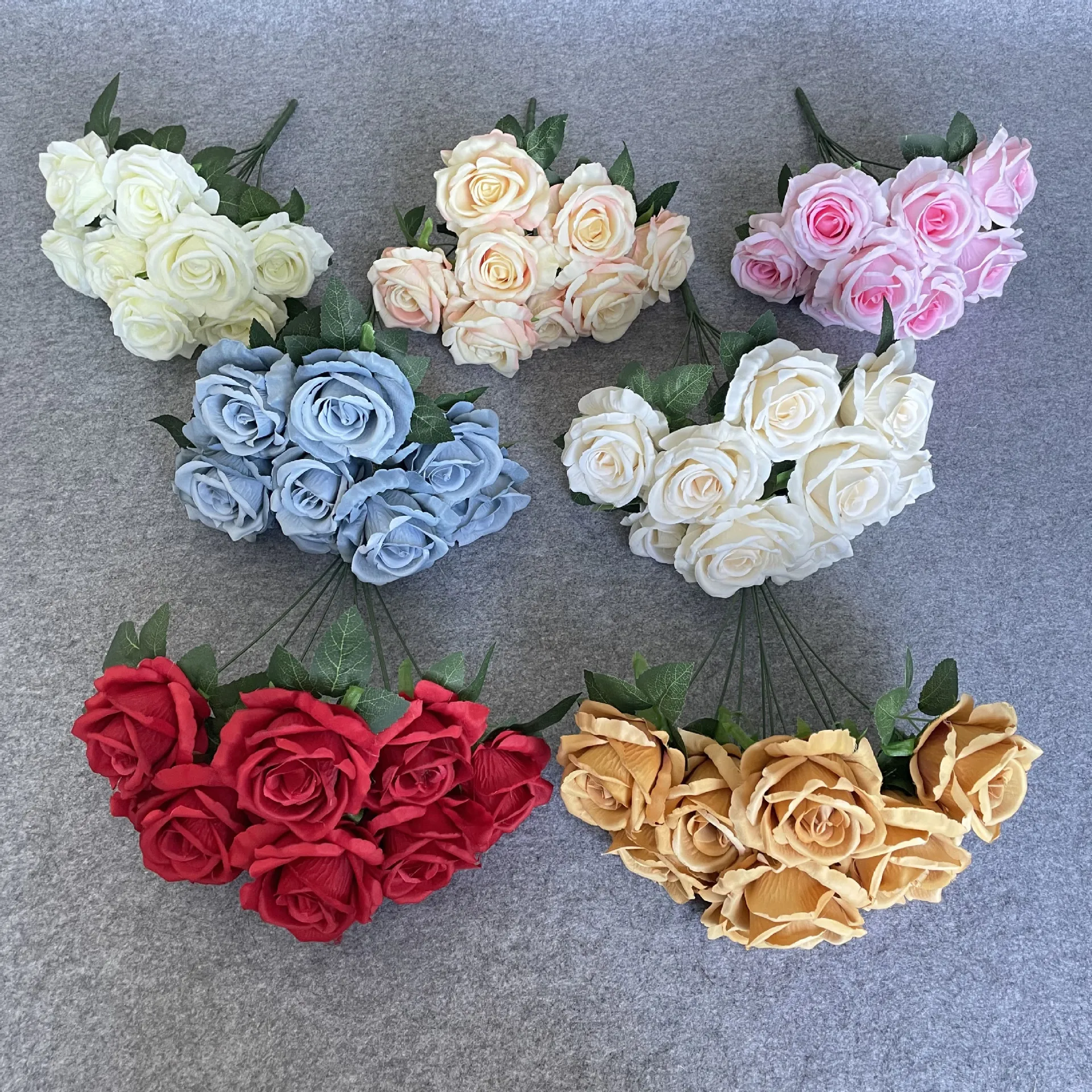 EG-S203 Silk White Artificial Rose Flowers Bouquet Price High Quality Artificial Flowers Wedding Bridal Bouquet