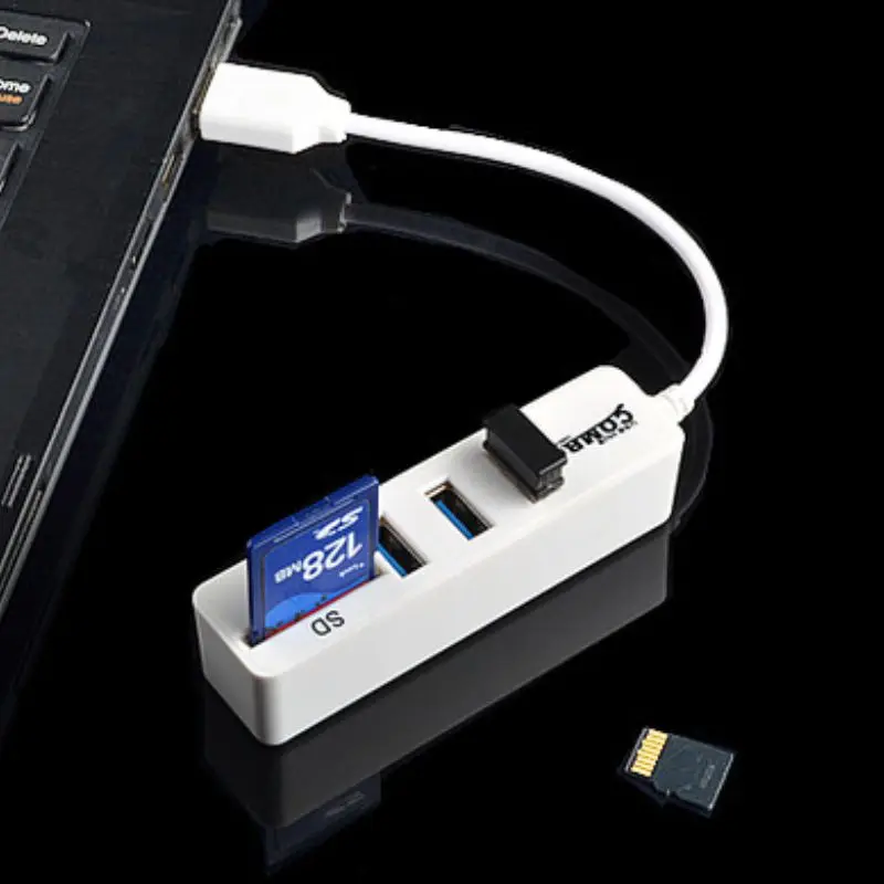 Cable Adapter High Speed Read Write USB 2.0 Device Memory Flash Card 3 IN 1Charging Port USB Extender