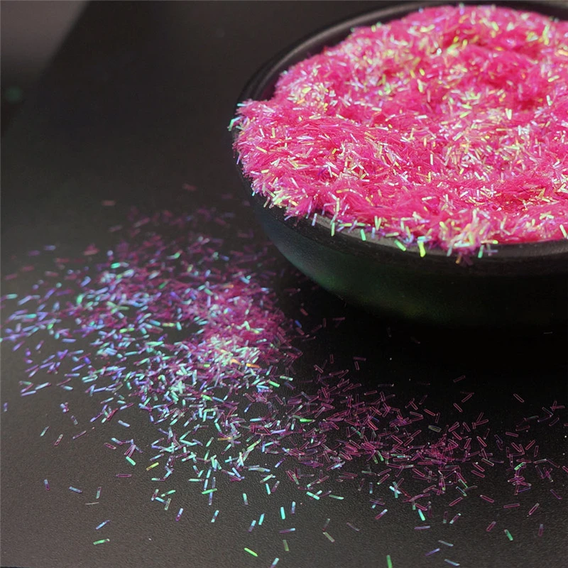 bulk craft supplies non-toxic eco-friendly Rainbow color glitter Long flash silk glitter