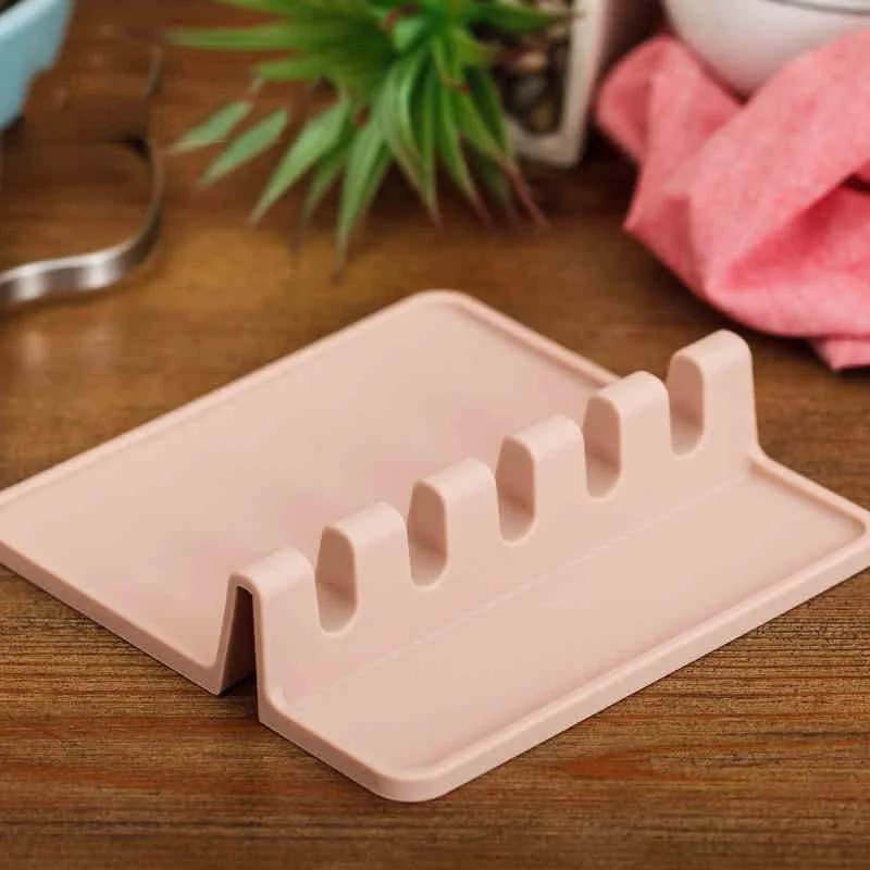 
wholesale high quality new bpa free multiple color non stick silicone spoon utensils rest holder mat 
