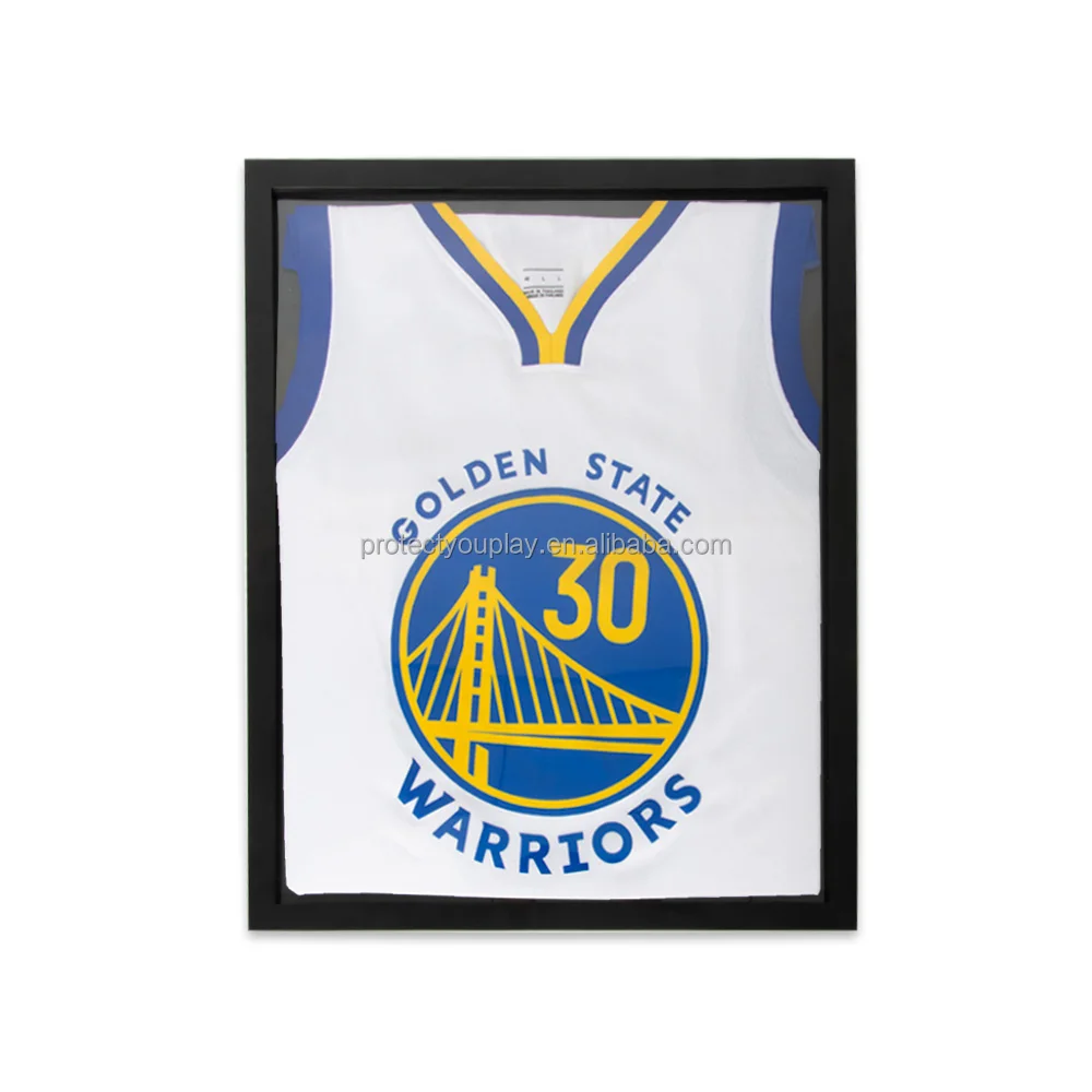 Jersey Display Frame Case with 98% UV Protection Hanger for Baseball Basketball Football Soccer Hockey Shirt and Uniform Black