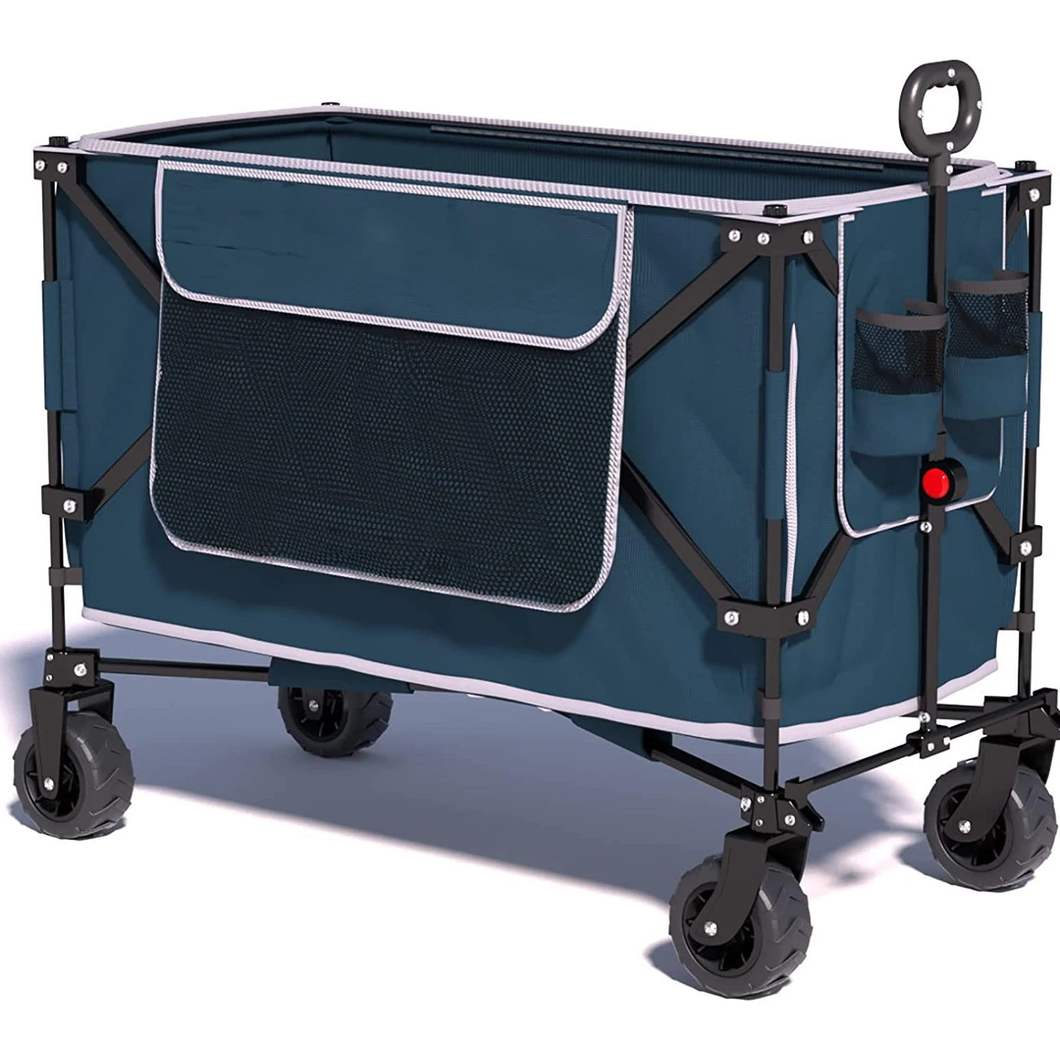 Folding Camping Wagon Garden Cart Shopping Trolley Collapsible Sturdy Steel Frame Garden/Beach Wagon/Cart