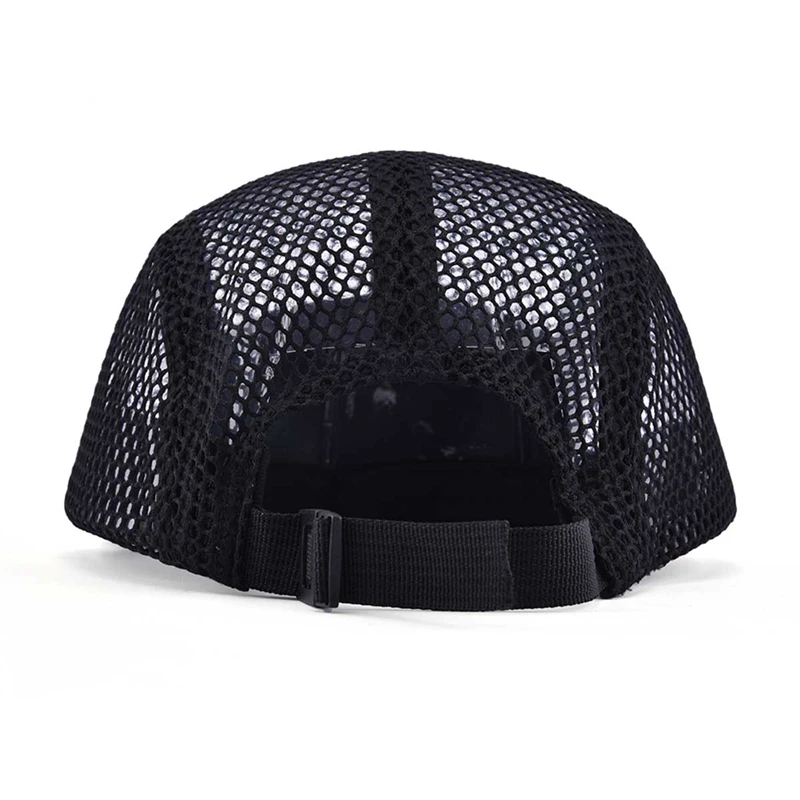 Breathable full mesh breathable foldable blank nylon five panel hats 5 panel running mesh cap