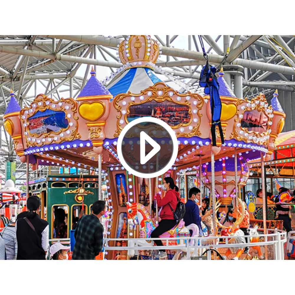 Yuetong Hot Sale Yueton Commercial Kiddie Outdoor Luxury Blue Carousel Horse Merry Go Round For Kids Adult Sale