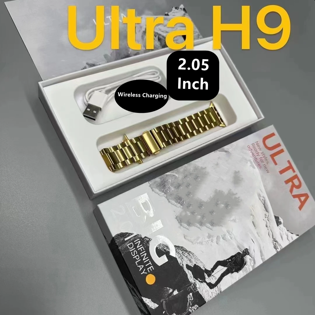 H9 Ultra Smart Watch Series 8 Compass 49mm 2.05 Inch No Fade Luxury Gold Steel Watch 8 Ultra Men Smartwatch ultra h9