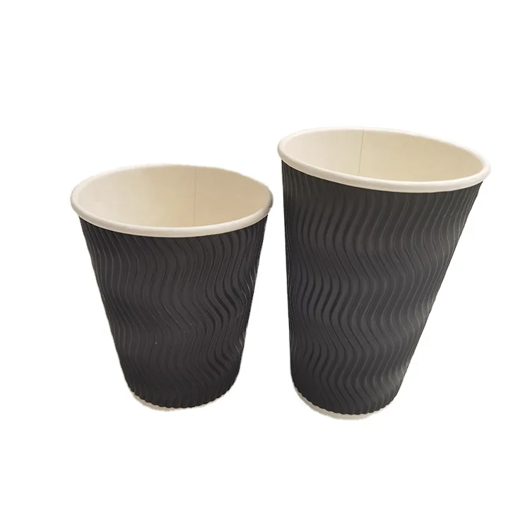 Disposable Custom Printed Logo 8oz Black Brown Cafe Paper Coffee Beverage Paper Cup Ice Cream Cup