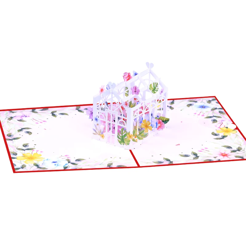 House For Sales 3D Pop Up Greeting Card Eco-friendly Hot Sale For Wedding Couple Birthday  Handmade Paper Laser with Envelope