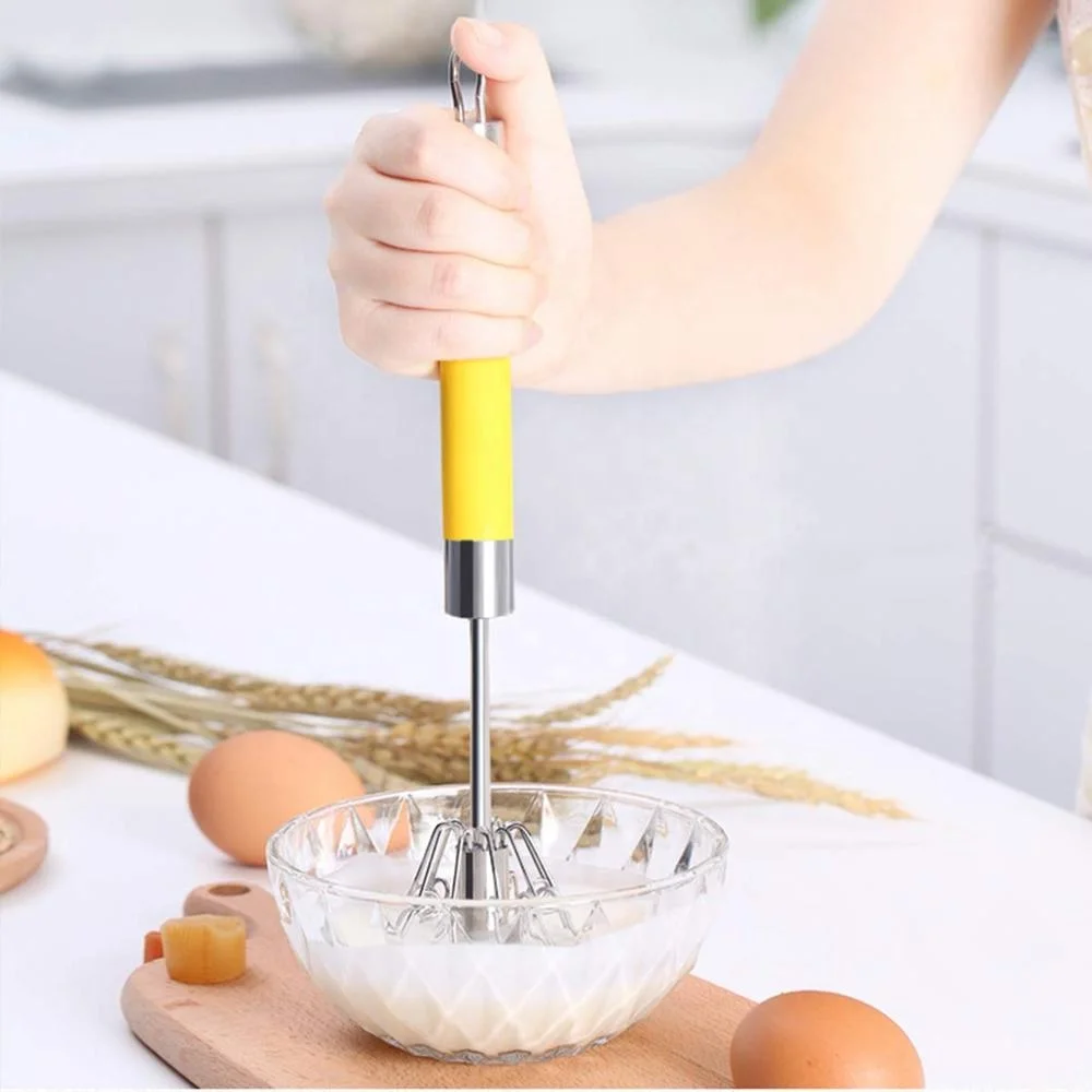 Rotary manual hand stainless steel egg whisk egg beater mixer function with stainless steel handle