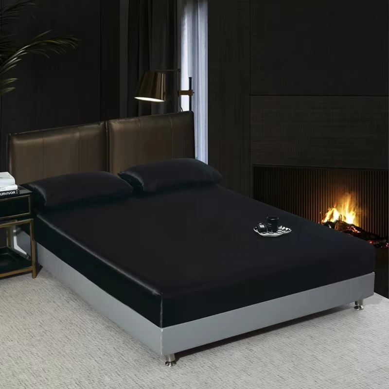 Luxury Pure Silk Fitted Sheet Queen King Sheet Seamless 22 Momme Bed Cover For Women Home Textile