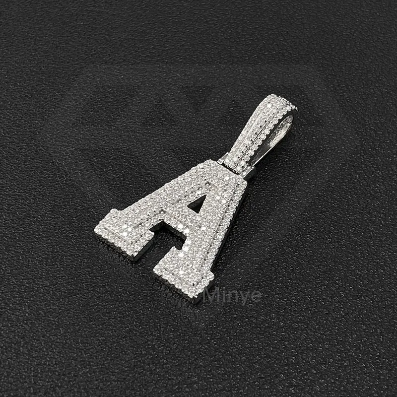 Newest Custom Hip Hop Iced Out Letter Pendant Necklace S925 Sterling Silver Moissanite Pendant