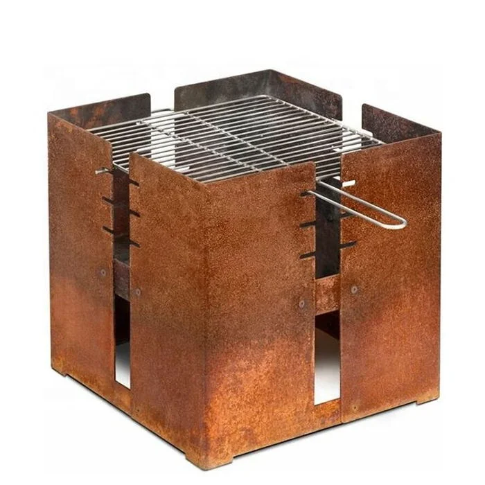 Backyard Garden Heater Square Corten Steel Outdoor Fire Pit Grill