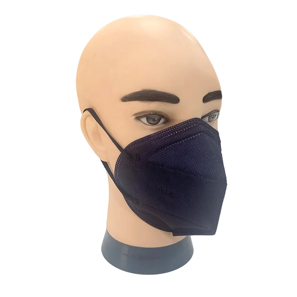 Customized 5 Layer Non-Woven Fabric Disposable KN95 Mask Navy Blue Color