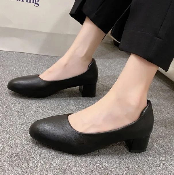 UP-5365r 42 43 Large Size Chunky Block High Heel Sandals Female Dress Pumps Slingback Work Office Shoes