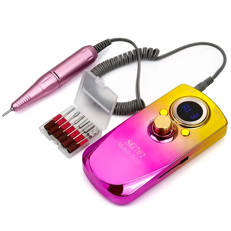 New SG 702  Dazzle color Rechargeable Nail Drill 35000 RPM Professional Nails Removal Portable Manicure Polisher