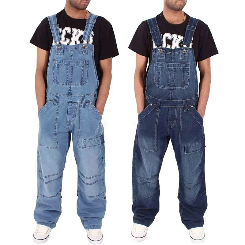 XINBO Jeans Hot Sale Fashion Mens Hole Pocket Jeans Overall Long Jumpsuit Streetwear Overall Suspender Pants High Quality Jeans